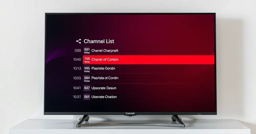 televisão exibindo mensagem de carregamento de lista de canais