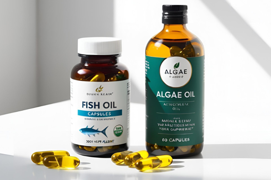 Comparison of fish oil and algae oil supplements, highlighting sustainable choices.