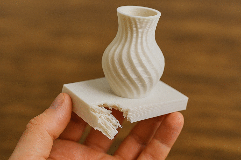 Peça de impressão 3D danificada por má orientação dos eixos